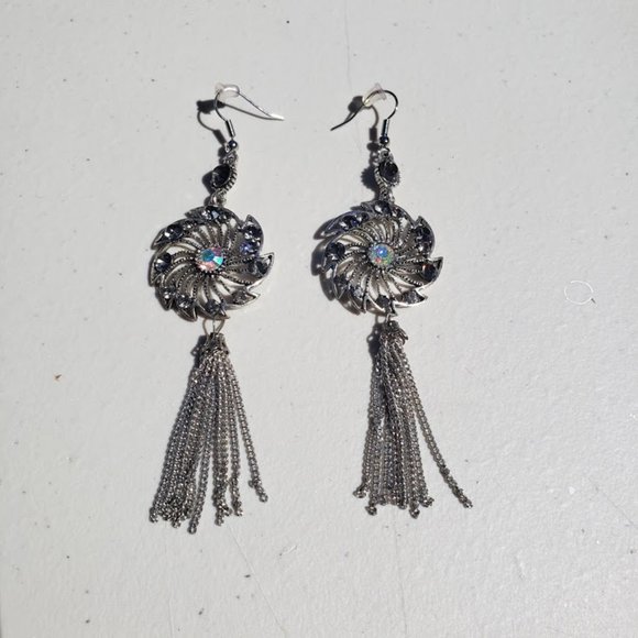 Silver Tassel Earrings - Picture 3 of 3